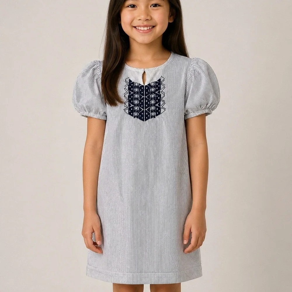 Roller Rabbit Girls Roberta Capellini Lorelei Embroidered Dress 10 Years Navy
